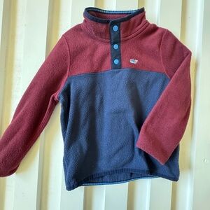 Vineyard Vines Kids Burgundy and Navy Fleece Pullover